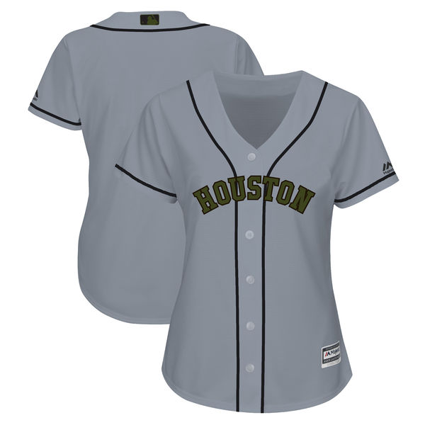 Women's Houston Astros Blank Gray Women 2018 Memorial Day Cool Base Stitched MLB Jersey